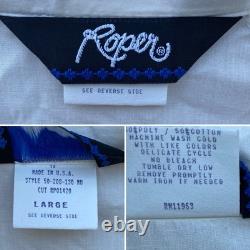 Vintage Roper Western Southwestern Cactus Cropped Cowgirl Shirt 80s 90s Size L