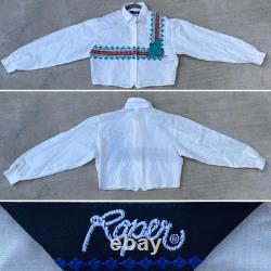 Vintage Roper Western Southwestern Cactus Cropped Cowgirl Shirt 80s 90s Size L