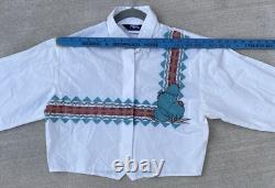 Vintage Roper Western Southwestern Cactus Cropped Cowgirl Shirt 80s 90s Size L
