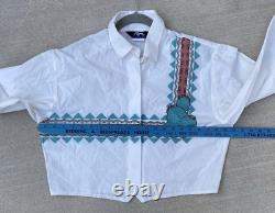 Vintage Roper Western Southwestern Cactus Cropped Cowgirl Shirt 80s 90s Size L