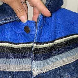Vintage Rustler Womens Large Baja Serape Denim Jean Jacket Made USA 100% Cotton