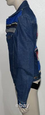 Vintage Rustler Womens Large Baja Serape Denim Jean Jacket Made USA 100% Cotton
