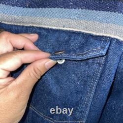 Vintage Rustler Womens Large Baja Serape Denim Jean Jacket Made USA 100% Cotton