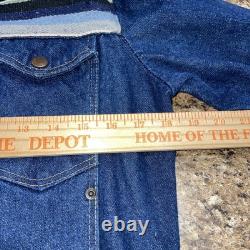 Vintage Rustler Womens Large Baja Serape Denim Jean Jacket Made USA 100% Cotton
