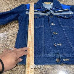 Vintage Rustler Womens Large Baja Serape Denim Jean Jacket Made USA 100% Cotton
