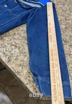 Vintage Rustler Womens Large Baja Serape Denim Jean Jacket Made USA 100% Cotton
