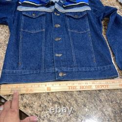Vintage Rustler Womens Large Baja Serape Denim Jean Jacket Made USA 100% Cotton