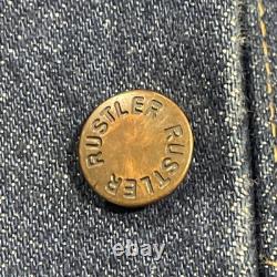 Vintage Rustler Womens Large Baja Serape Denim Jean Jacket Made USA 100% Cotton