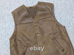 Vintage SHEARLING sheepskin leather 44 handcrafted WESTERN wool pile HUNTING