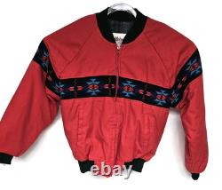 Vintage Saddlebrook Western Wear Red Blanket Lined Bomber Jacket Large USA Made