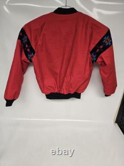 Vintage Saddlebrook Western Wear Red Blanket Lined Bomber Jacket Large USA Made