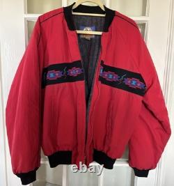 Vintage Saddlebrook Western Wear Red Blanket Lined Bomber Jacket Size L USA Made