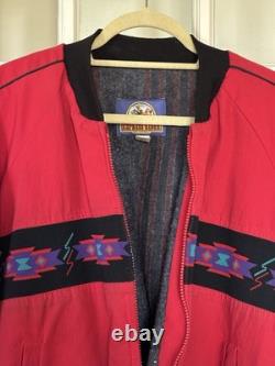Vintage Saddlebrook Western Wear Red Blanket Lined Bomber Jacket Size L USA Made