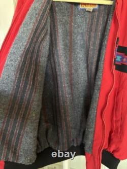 Vintage Saddlebrook Western Wear Red Blanket Lined Bomber Jacket Size L USA Made