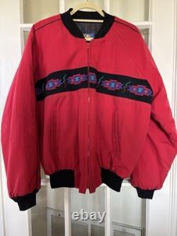 Vintage Saddlebrook Western Wear Red Blanket Lined Bomber Jacket Size L USA Made