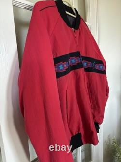 Vintage Saddlebrook Western Wear Red Blanket Lined Bomber Jacket Size L USA Made