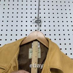 Vintage Sage Fashions Leather Fringe Jacket Mens Large Tan 70s Western Button Up