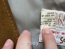 Vintage Schott Suede Fringe Western Vest L Made In USA Cowboy Biker Rancher