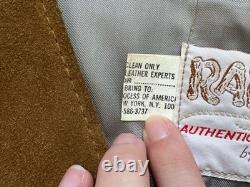 Vintage Schott Suede Fringe Western Vest L Made In USA Cowboy Biker Rancher