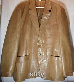 Vintage Scully Leather Embossed Yoke Jacket Cowboy Western Rodeo Brown Men 50 XL