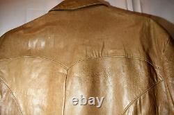 Vintage Scully Leather Embossed Yoke Jacket Cowboy Western Rodeo Brown Men 50 XL