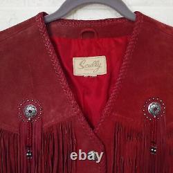 Vintage Scully Suede Western Vest Embellished Concho Snaps Fringe Pockets Lacing