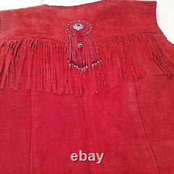 Vintage Scully Suede Western Vest Embellished Concho Snaps Fringe Pockets Lacing