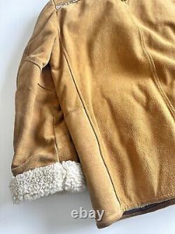Vintage Sears Western Outdoor Wear Sherpa Lined Suede Leather Coat Jacket Large