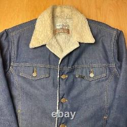 Vintage Sears Western Wear Roebucks Large Denim Fleece Lined Long Sleeve Jacket