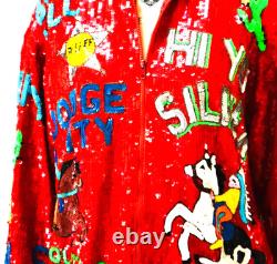 Vintage Sequin Jacket Red Size L Cowboy Cowgirl Western Novelty Rare 80s Modi