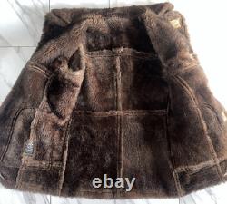 Vintage Shearling Sheepskin Western Marlboro Ranch Coat Lined L Real Leather USA