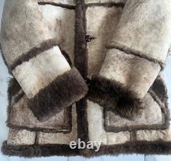 Vintage Shearling Sheepskin Western Marlboro Ranch Coat Lined L Real Leather USA