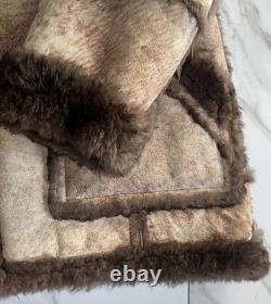 Vintage Shearling Sheepskin Western Marlboro Ranch Coat Lined L Real Leather USA