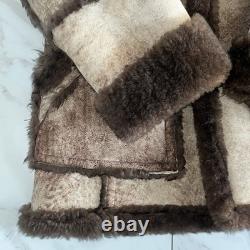 Vintage Shearling Sheepskin Western Marlboro Ranch Coat Lined L Real Leather USA