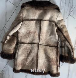 Vintage Shearling Sheepskin Western Marlboro Ranch Coat Lined L Real Leather USA