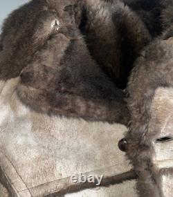 Vintage Shearling Sheepskin Western Marlboro Ranch Coat Lined L Real Leather USA