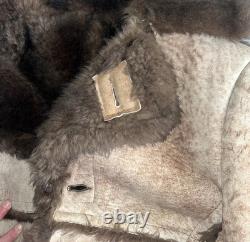 Vintage Shearling Sheepskin Western Marlboro Ranch Coat Lined L Real Leather USA