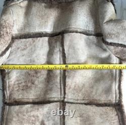 Vintage Shearling Sheepskin Western Marlboro Ranch Coat Lined L Real Leather USA