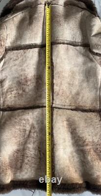 Vintage Shearling Sheepskin Western Marlboro Ranch Coat Lined L Real Leather USA