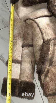 Vintage Shearling Sheepskin Western Marlboro Ranch Coat Lined L Real Leather USA