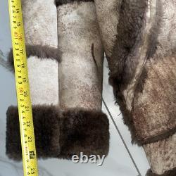 Vintage Shearling Sheepskin Western Marlboro Ranch Coat Lined L Real Leather USA