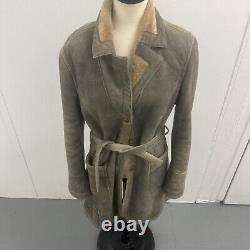 Vintage Shearling Suede Coat, Made in Italy, Brown