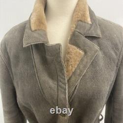 Vintage Shearling Suede Coat, Made in Italy, Brown