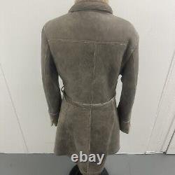 Vintage Shearling Suede Coat, Made in Italy, Brown