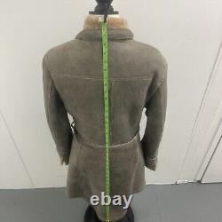 Vintage Shearling Suede Coat, Made in Italy, Brown