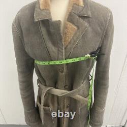 Vintage Shearling Suede Coat, Made in Italy, Brown