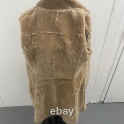 Vintage Shearling Suede Coat, Made in Italy, Brown