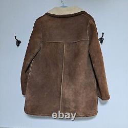 Vintage Sheepskin Shearling Coat Men L Brown Jacket Rancher Western Cowboy Boho