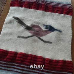 Vintage Southwest Wall Decor Tapestry Textile Roadrunner Bird Flute Navajo 55x22