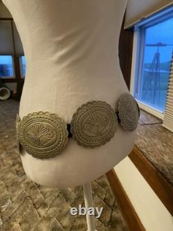 Vintage Southwestern Style Large Concho Belt Stamped Design
